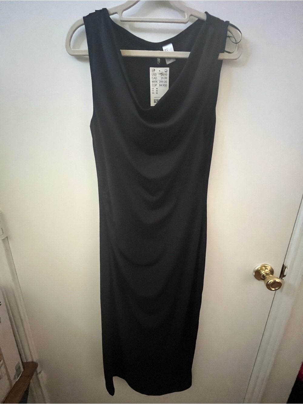 H&M Black Cowl-Neck Sleeveless Midi Dress NWT M